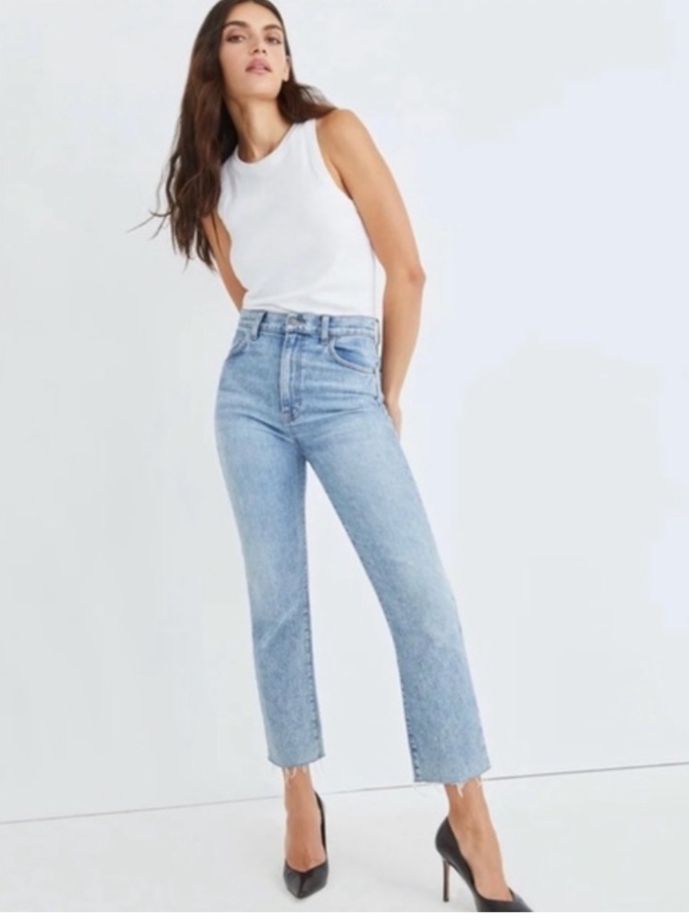 Veronica Beard Light Blue Joey Straight-Leg High-Rise Jeans